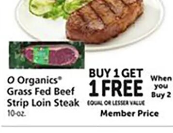 O Organics Grass Fed Beef Strip Loin Steak
