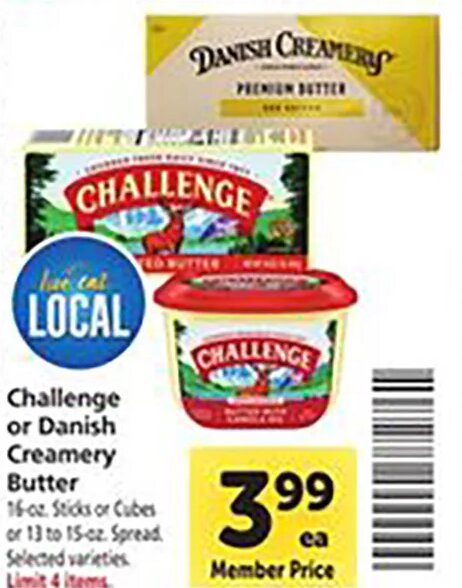 Challenge or Danish Creamery Butter at Safeway