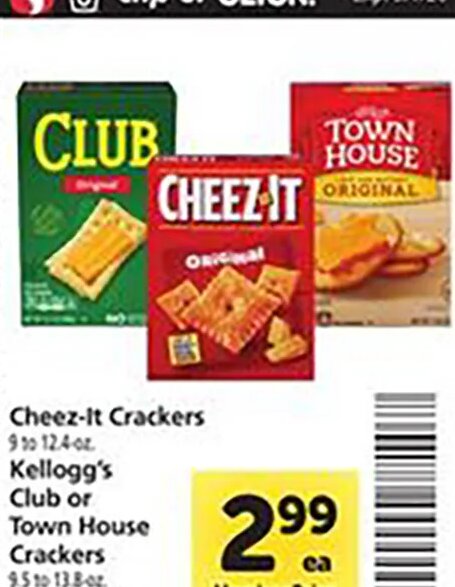Cheez-It Crackers / Club or Town House Crackers at Safeway