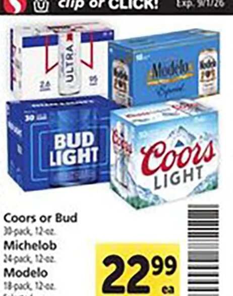 Coors or Bud / Michelob / Modelo at Safeway