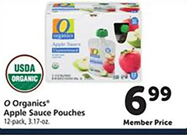 O Organics Apple Sauce Pouches at Safeway