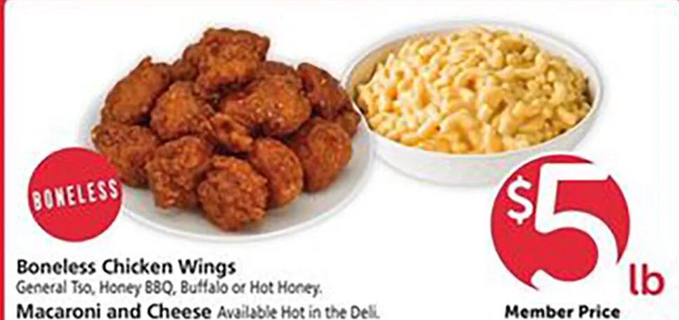 Boneless Chicken Wings / Macaroni and Cheese at Safeway
