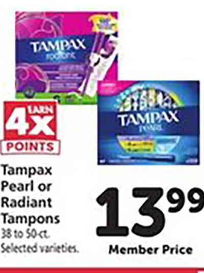 Tampax Pearl or Radiant Tampons