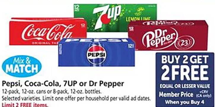 Pepsi, Coca-Cola, 7UP or Dr Pepper