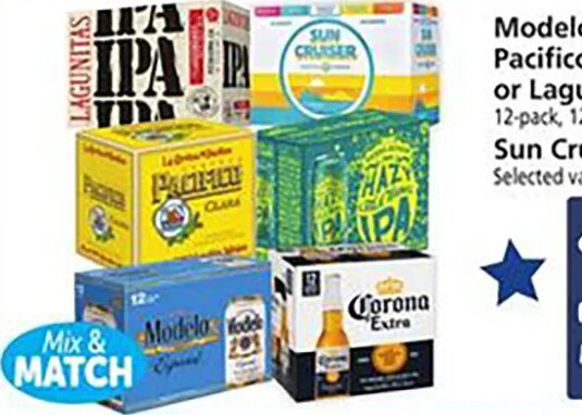 Modelo, Corona, Pacifico, Sierra Nevada or Lagunitas, Sun Cruiser
