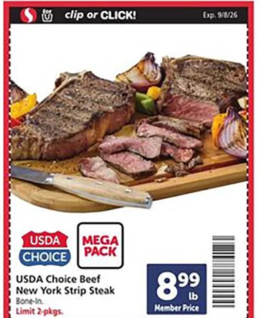 USDA Choice Beef New York Strip Steak