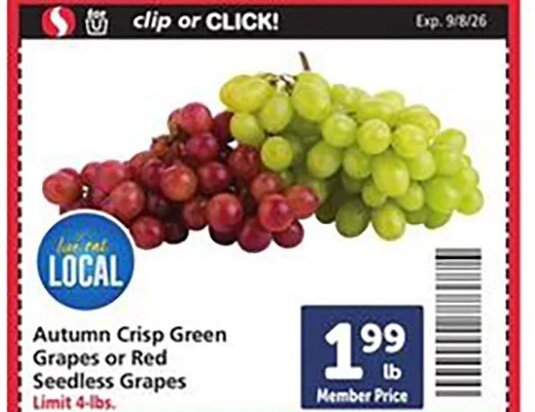 Autumn Crisp Green Grapes or Red Seedless Grapes