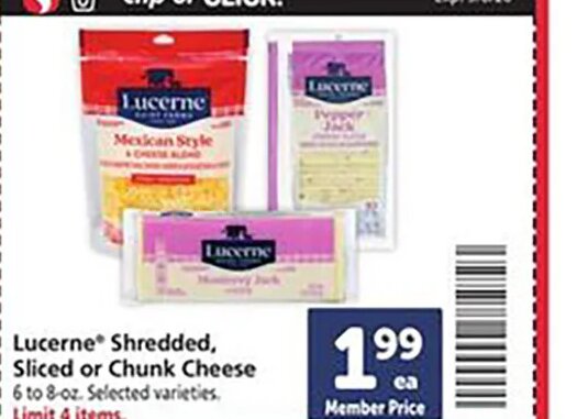 Lucerne Shredded, Sliced or Chunk Cheese