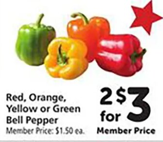 Red, Orange, Yellow or Green Bell Pepper