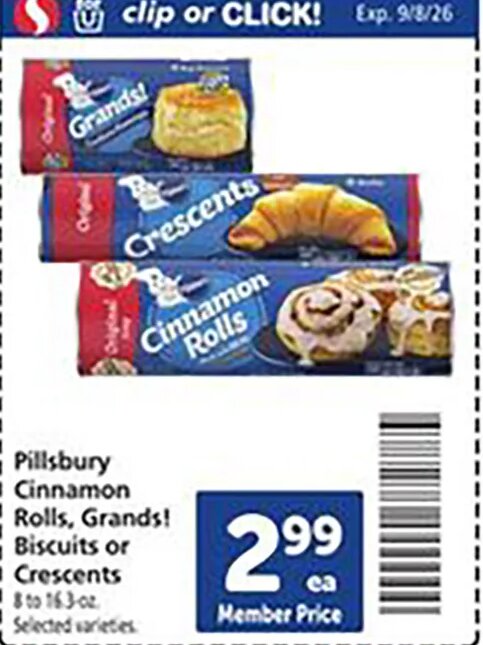 Pillsbury Cinnamon Rolls, Grands! Biscuits or Crescents