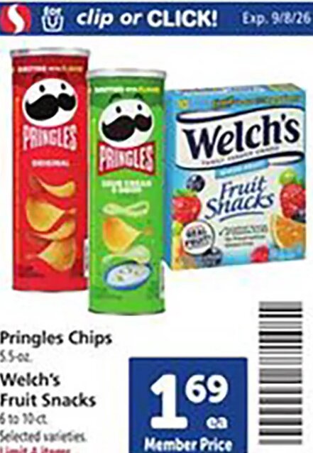 Pringles Chips and Welch's Fruit Snacks at Safeway