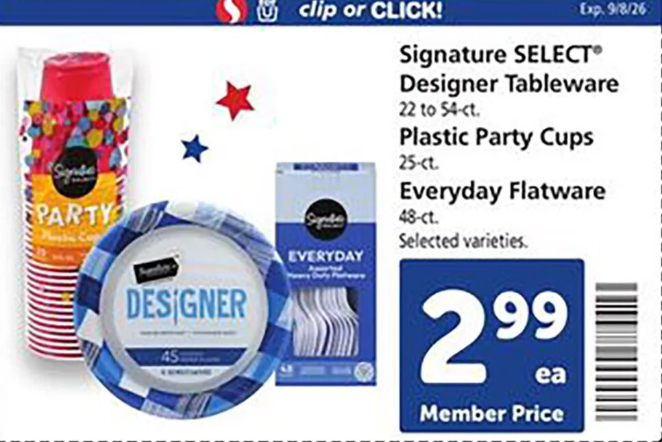 Signature SELECT Designer Tableware, Plastic Party Cups, Everyday Flatware