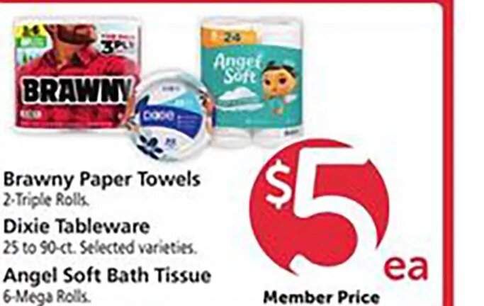 Brawny Paper Towels / Dixie Tableware / Angel Soft Bath Tissue at Safeway