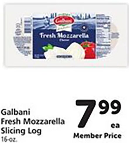 Galbani Fresh Mozzarella Slicing Log