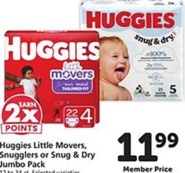 Huggies Little Movers, Snugglers or Snug & Dry Jumbo Pack