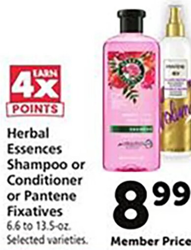 Herbal Essences Shampoo or Conditioner or Pantene Fixatives at Safeway