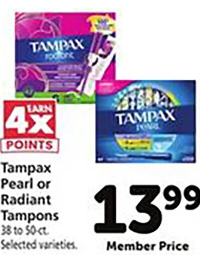 Tampax Pearl or Radiant Tampons