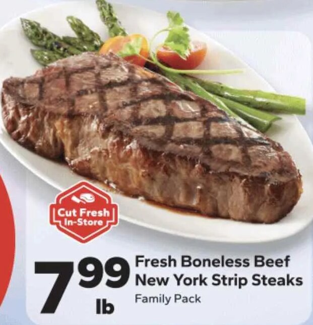 Fresh Boneless Beef New York Strip Steaks