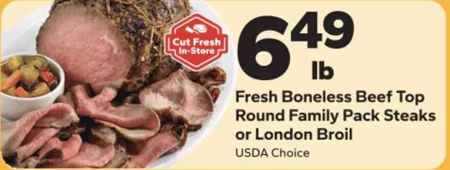 Fresh Boneless Beef Top Round Family Pack Steaks or London Broil at Save A Lot