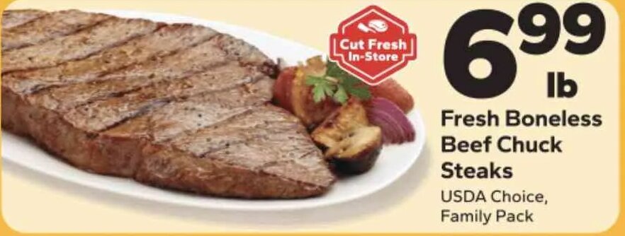 Fresh Boneless Beef Chuck Steaks at Save A Lot