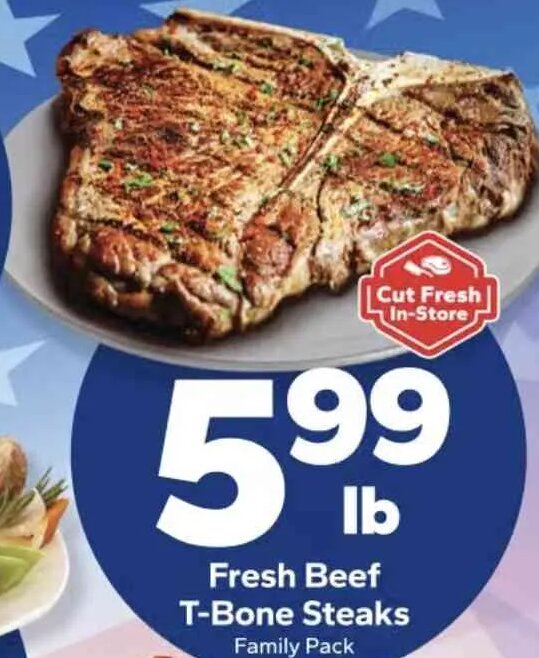 Fresh Beef T-Bone Steaks at Save A Lot