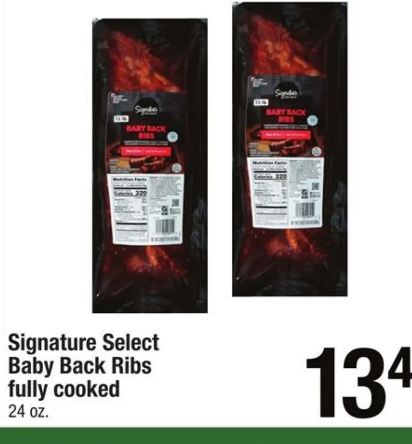 Signature Select Baby Back Ribs fully cooked