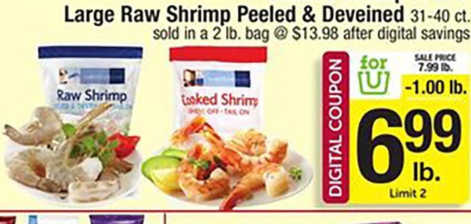 Large Raw Shrimp at Shaw's