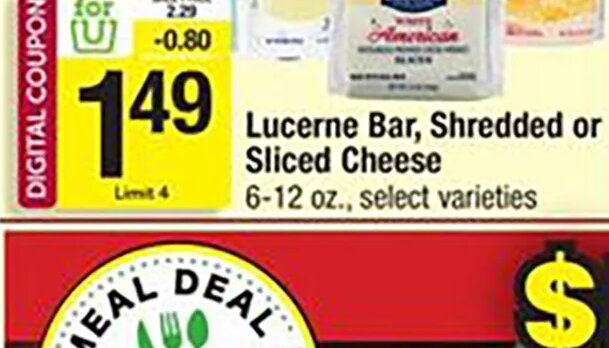 Lucerne Bar, Shredded or Sliced Cheese