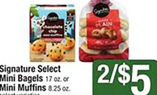 Signature Select Mini Bagels or Mini Muffins