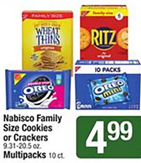 Nabisco Family Size Cookies or Crackers