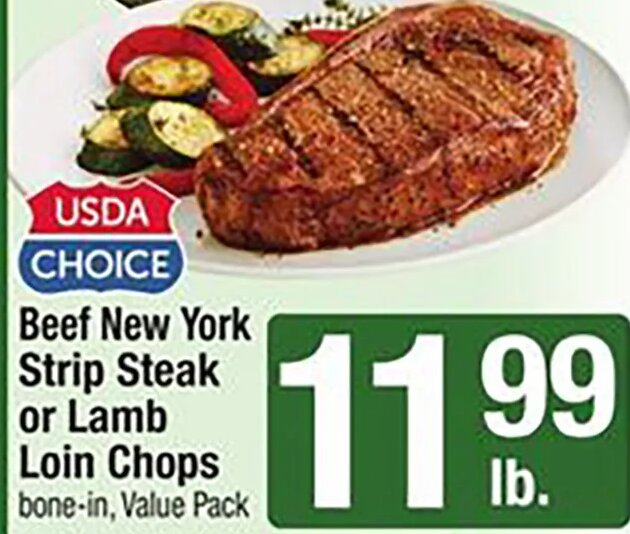 Beef New York Strip or Lamb Loin Chops