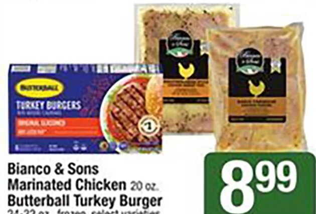 Bianco & Sons Marinated Chicken or Butterball Turkey Burger at Shaw's