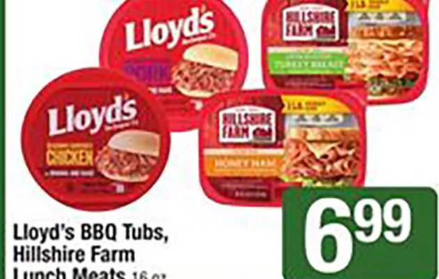 Lloyd's BBQ Tubs or Hillshire Farm Lunch Meats at Shaw's