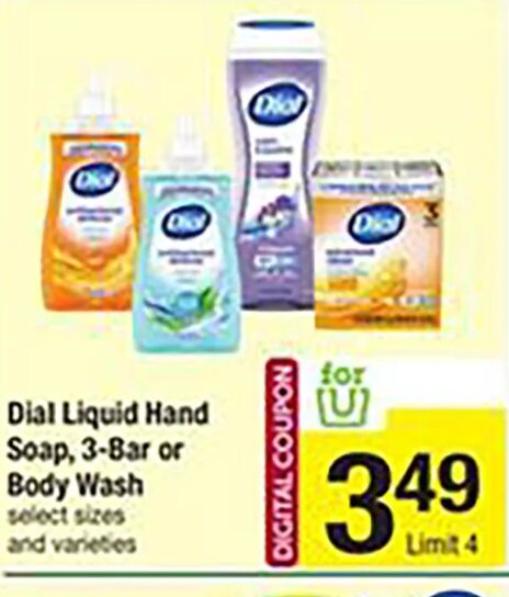 Dial Liquid Hand Soap, 3-Bar or Body Wash