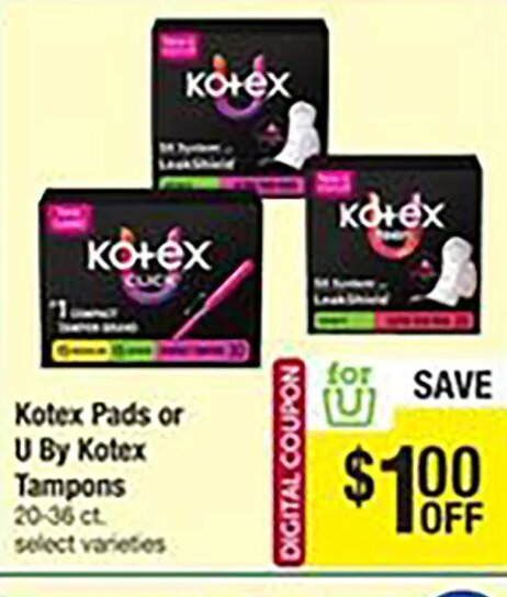 Kotex Pads or U By Kotex Tampons