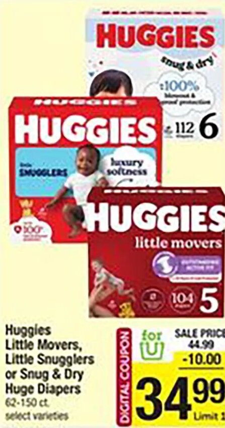 Huggies Little Movers, Little Snugglers or Snug & Dry Jumbo Diapers
