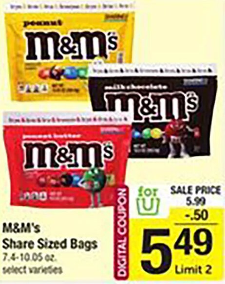 M&M's Share Sized Bags at Shaw's