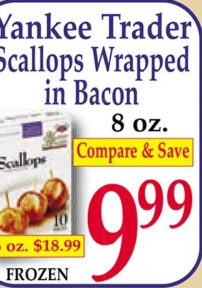 Yankee Trader Scallops Wrapped in Bacon at Market Basket