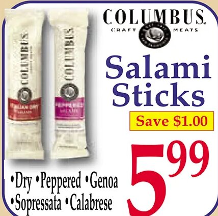 Columbus Salami Sticks