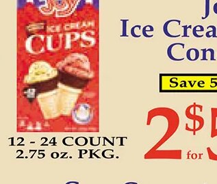 Joy Ice Cream Cones at Market Basket