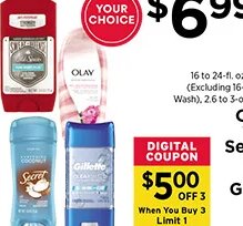 Old Spice / Olay Body Wash / Secret / Gillette Clear Gel Deodorant at ShopRite