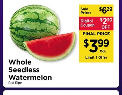 Whole Seedless Watermelon at ShopRite