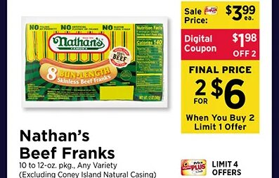 Nathan's Beef Franks at ShopRite