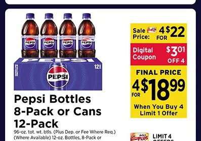Pepsi Bottles 8-Pack or 12-Pack at ShopRite