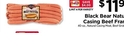 Black Bear Natural Casing Beef Franks