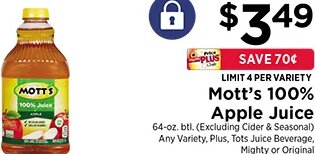 Mott's 100% Apple Juice at ShopRite