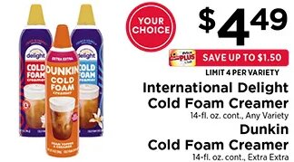 International Delight / Dunkin Cold Foam Creamer at ShopRite