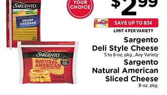 Sargento Deli Style Cheese / Natural American Sliced Cheese at ShopRite