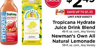 Tropicana Hydrate / Newman's Own All Natural Lemonade