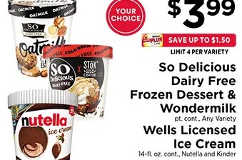 So Delicious Dairy Free Frozen Dessert & Wells Licensed Ice Cream